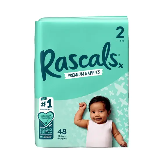 Rascals 4-8kgs Premium Adhesive Diapers - Size 2