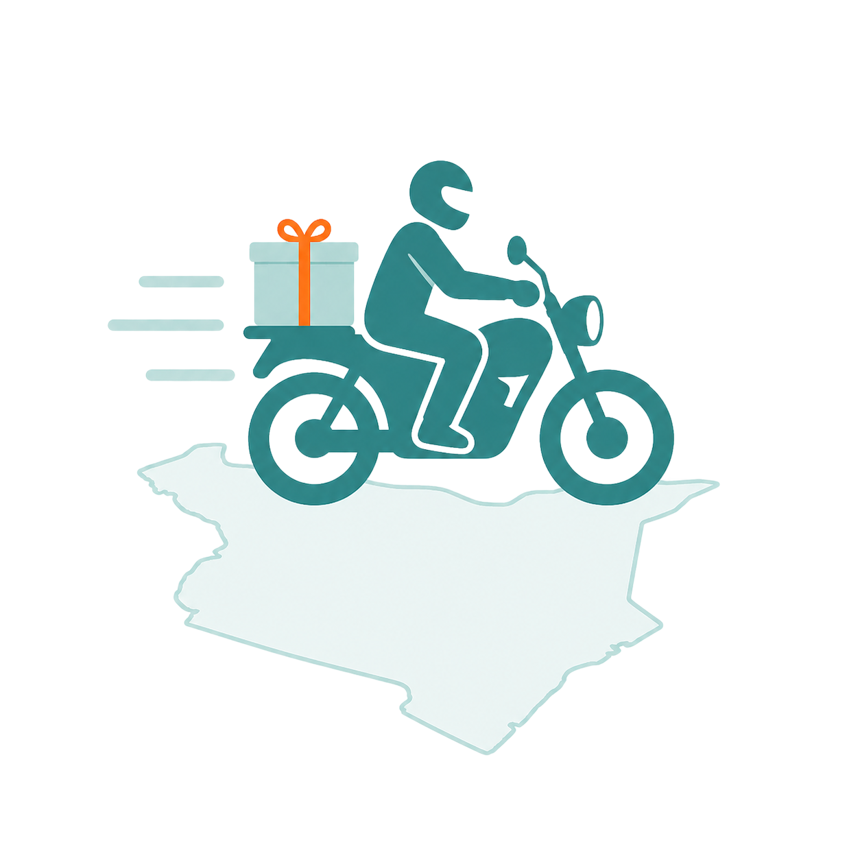 Illustration of a boda rider delivering a package across Kenya
