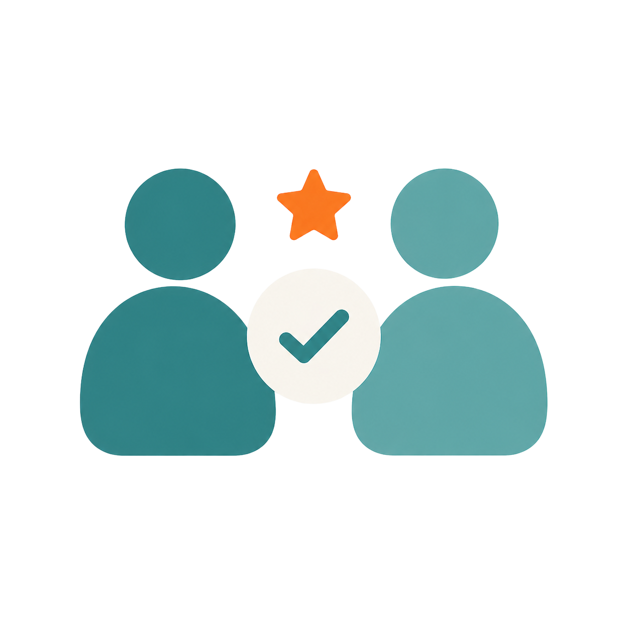 Illustration of buyers with a verified checkmark badge representing buyer protection